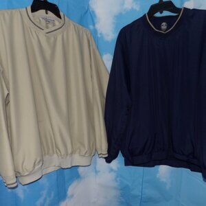 Mens' Two Pullover Jackets - Navy and Tan - Collars, Long Sleeves  Lg & XXL